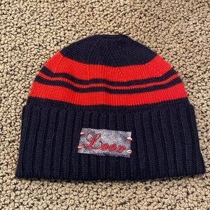 NWOT Navy and Red Hat with Hand Sewn Love Patch